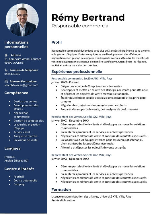 سيرة ذاتية cv بالفرنسية