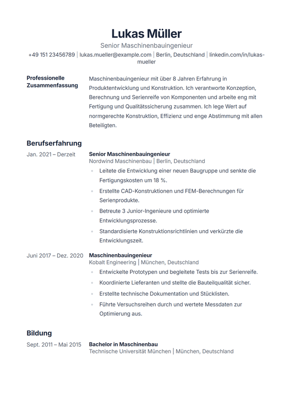 Ledger — Lebenslauf-Vorlage