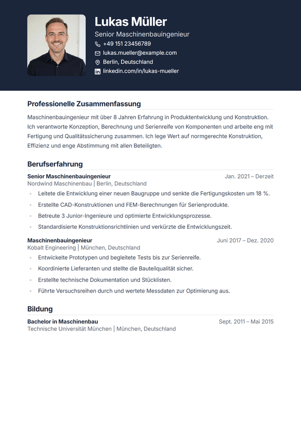 Onyx — Lebenslauf-Vorlage