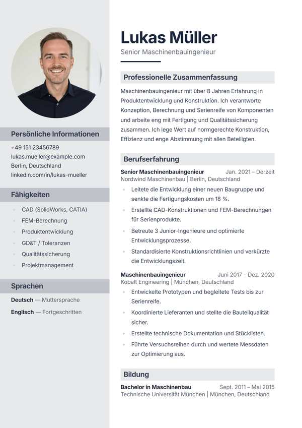 Portrait — Lebenslauf-Vorlage