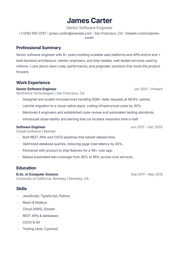 Classic — CV template