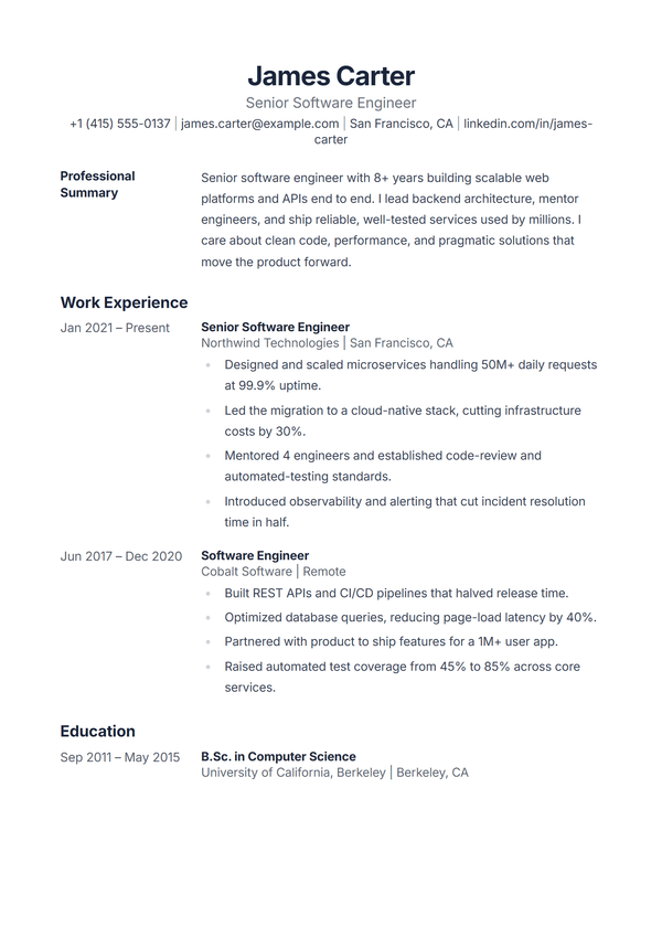 Ledger — CV template