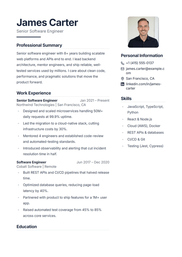Meridian — CV template