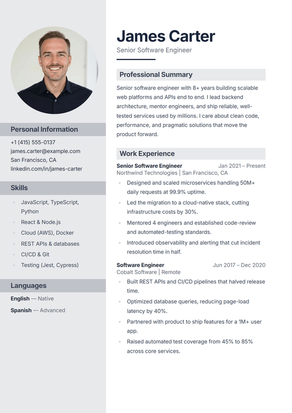 Portrait — CV template