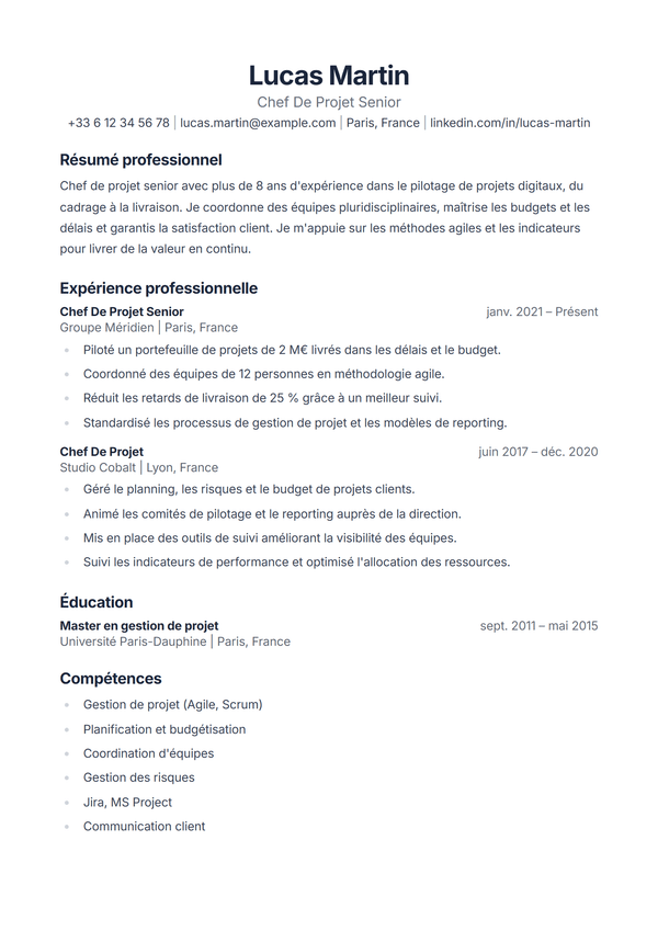 Classic — modèle de CV