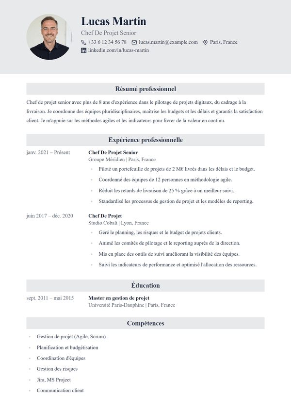 Heritage — modèle de CV