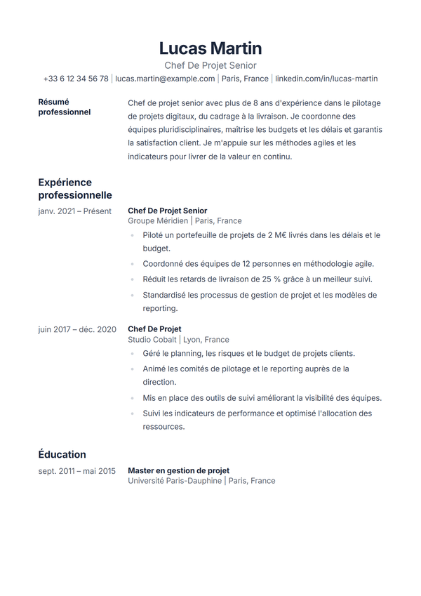 Ledger — modèle de CV