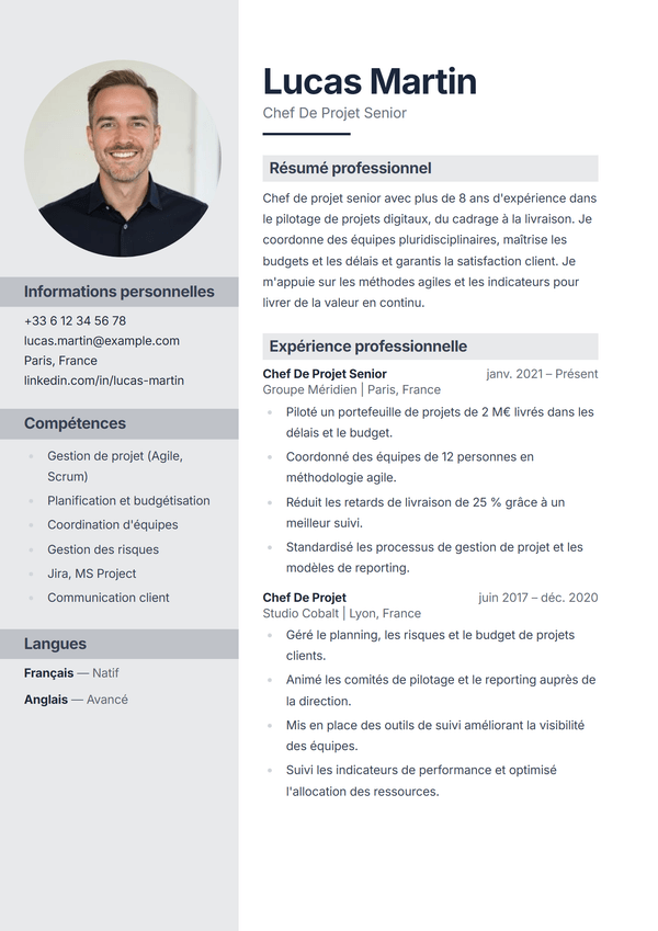 Portrait — modèle de CV