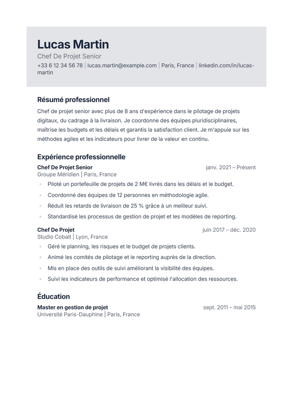 Slate — modèle de CV