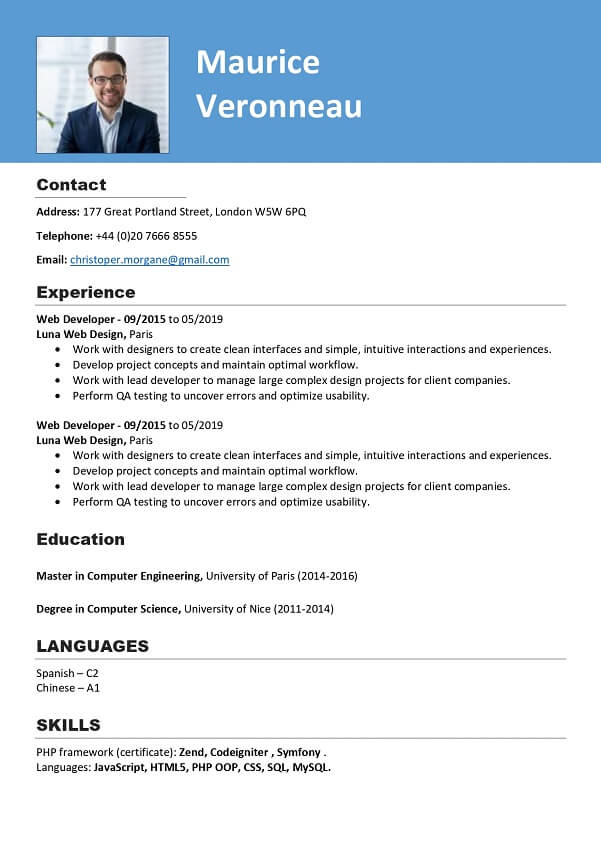 Blue CV template word