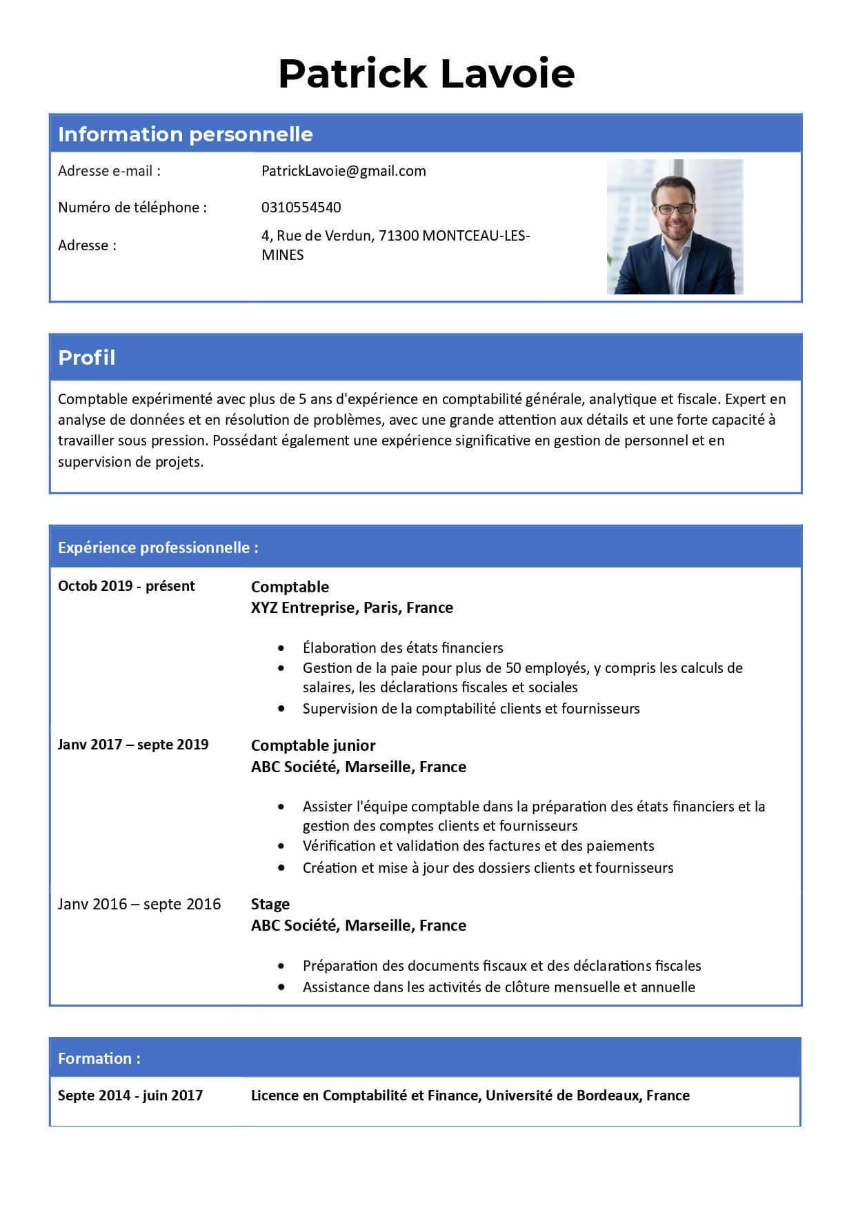modèle de cv simple a remplir