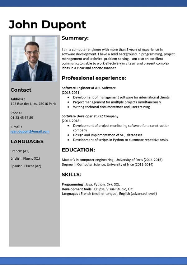 modern cv template word free download