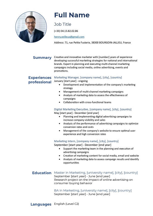simple CV template word free download