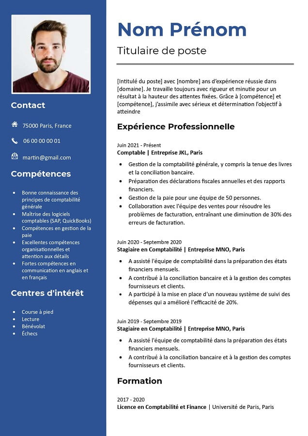 Modèle de CV moderne Word gratuit