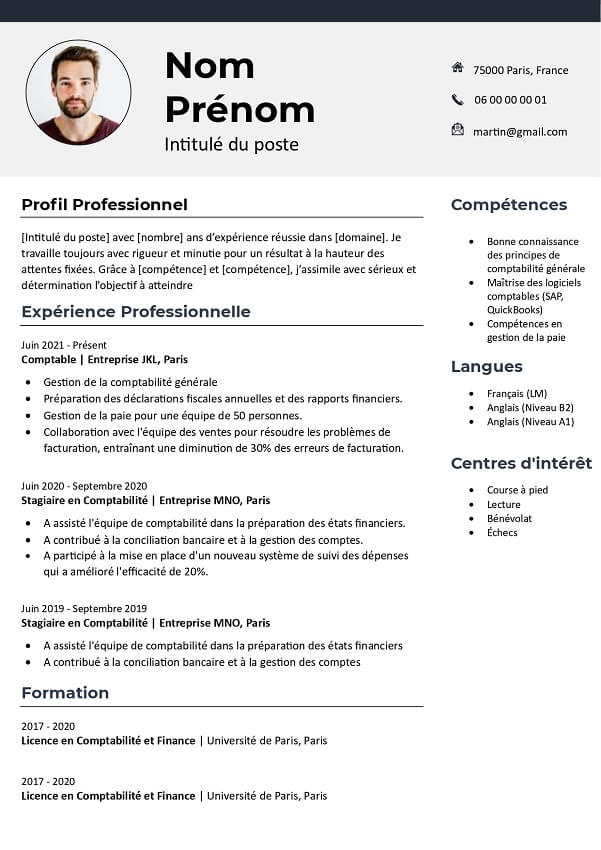 Modèle de CV professionnel gratuit Word
