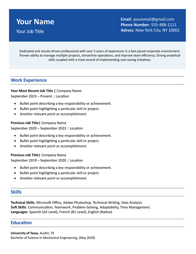 resume template modern word free