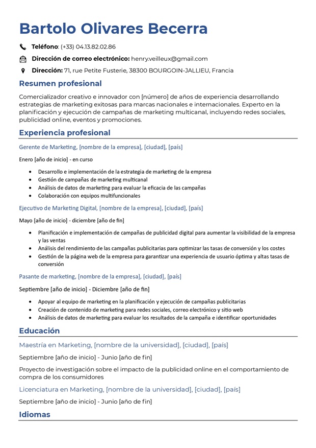 Plantilla de CV compatible con ATS
