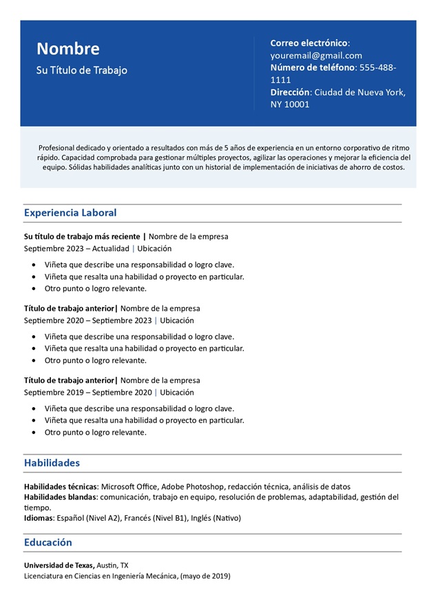 Plantilla de CV simple