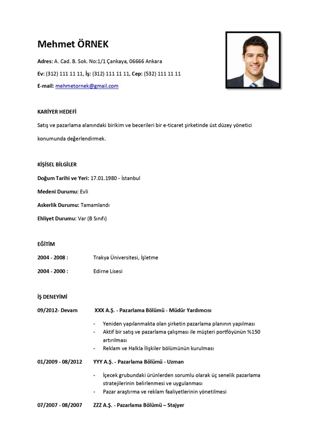 Örnek CV duzenlenebilir