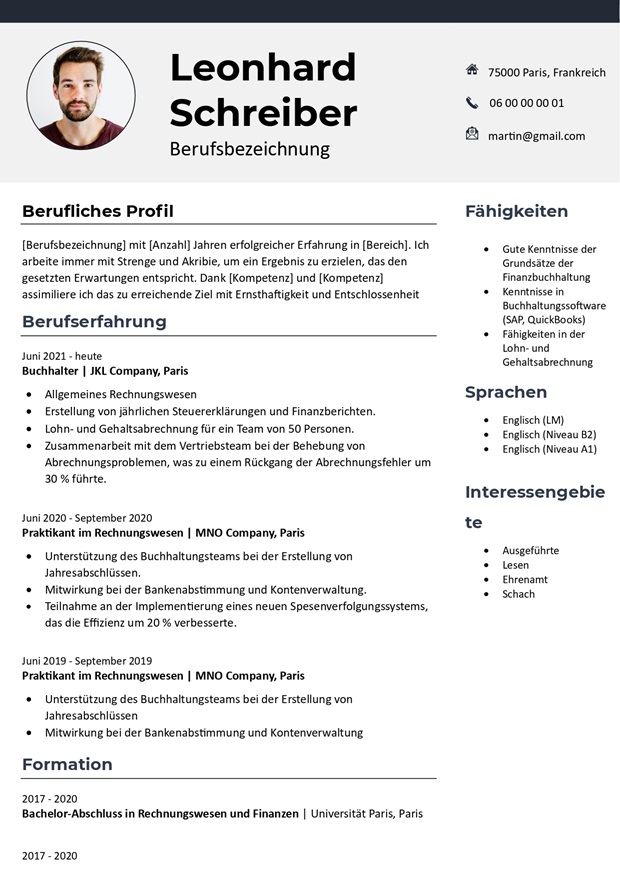 Lebenslauf-Vorlage