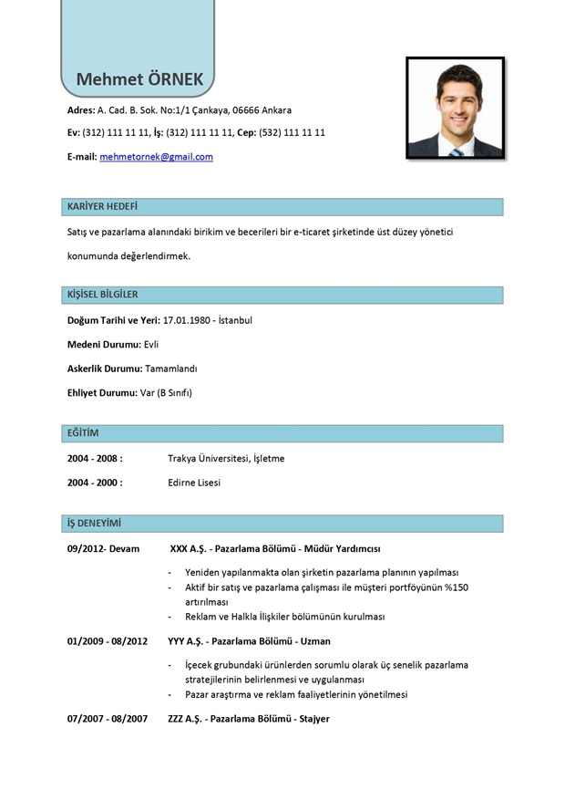 Örnek CV duzenlenebilir 1