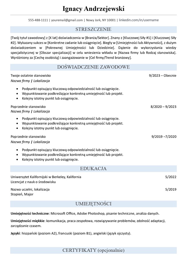 Wzór CV