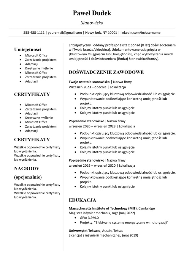 Wzór CV