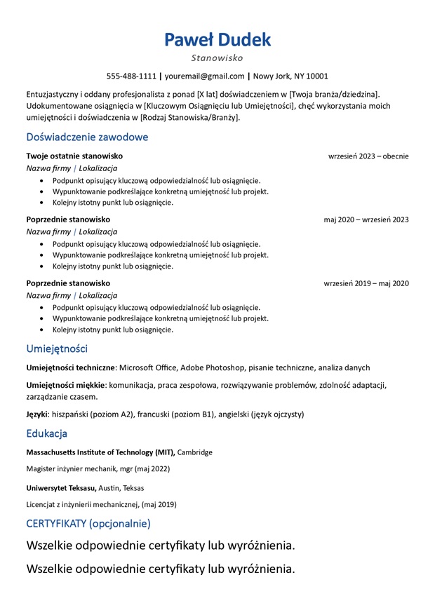 Wzór CV