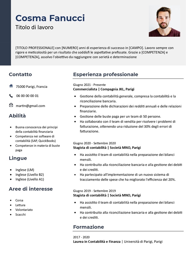 modello di curriculum vitae