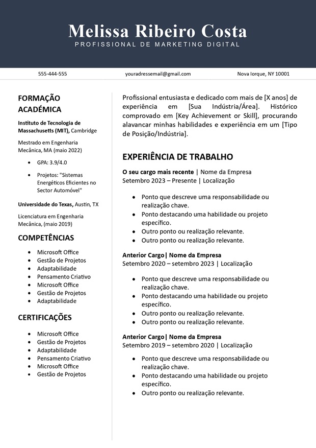 modelo de currículo