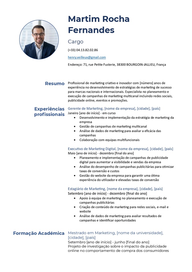 Modelo de CV simples e fácil de editar no word