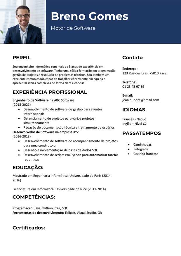 modelo de currículo