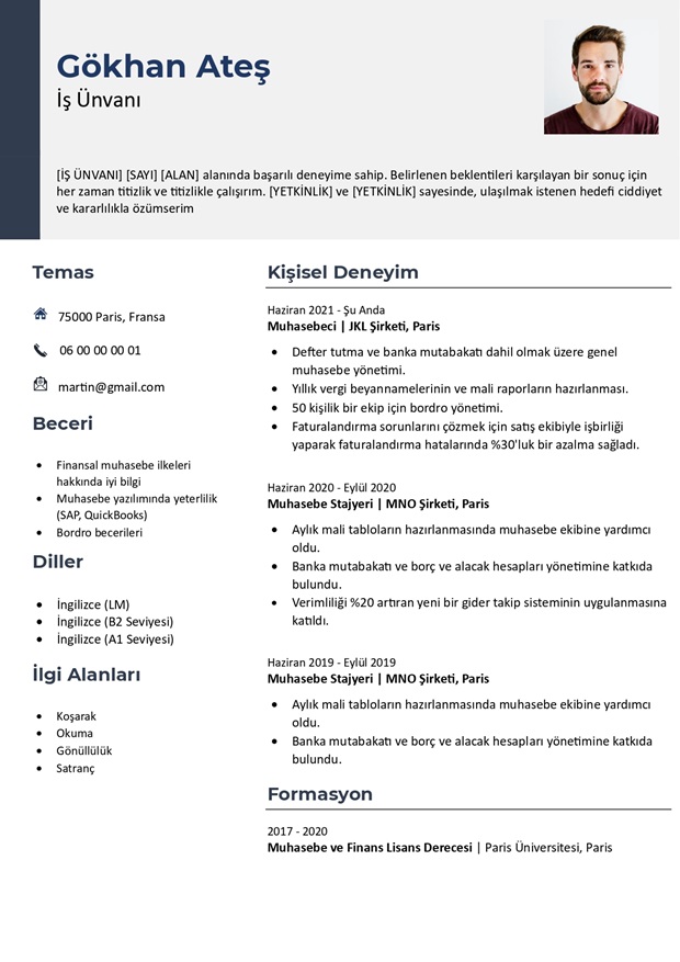 özgeçmiş şablonu