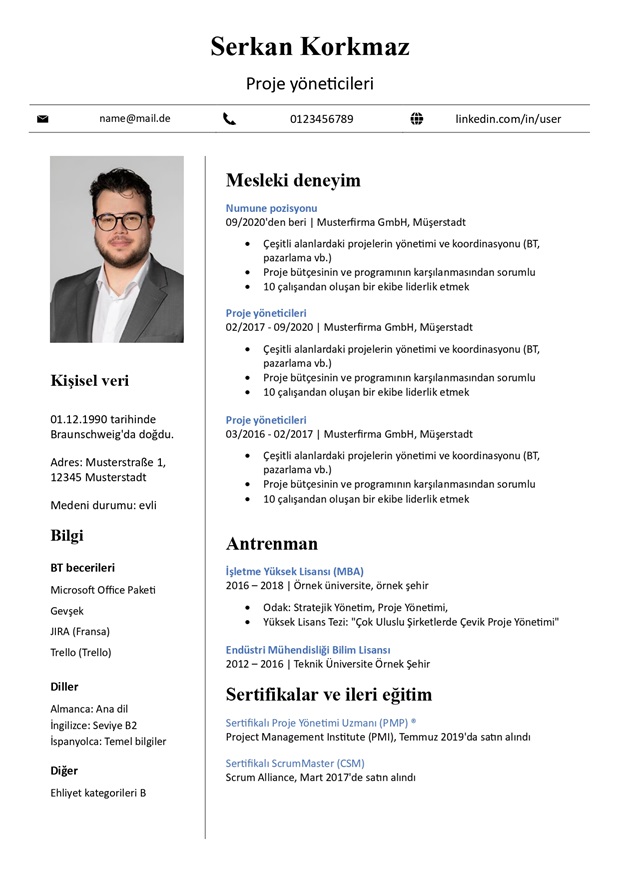 özgeçmiş şablonu