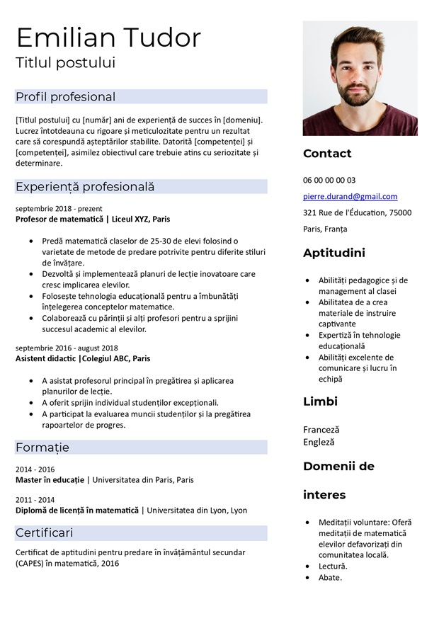 șablon de cv